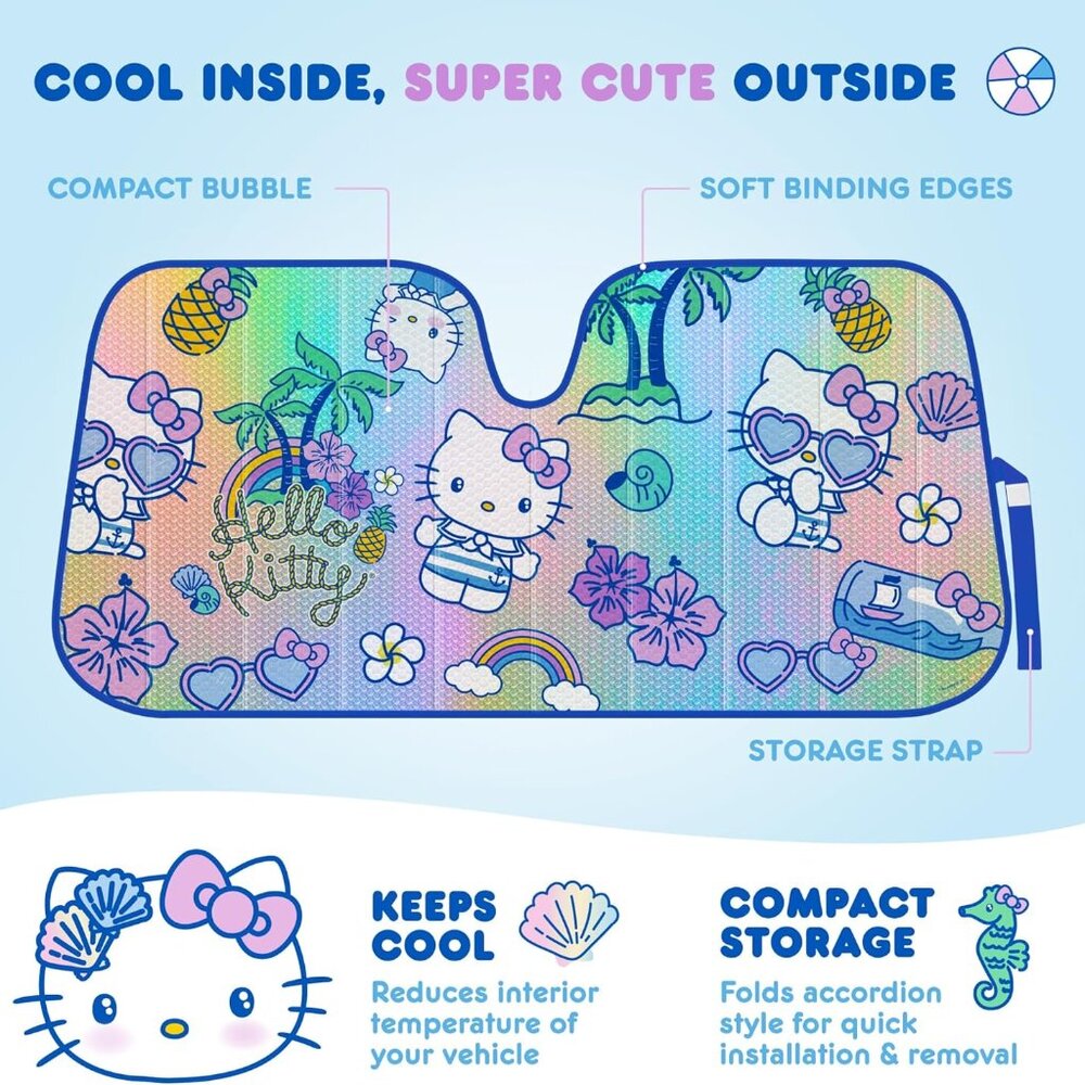 Hello Kitty Car Windshield Sun Shade - Officially Licensed Sanrio Shade